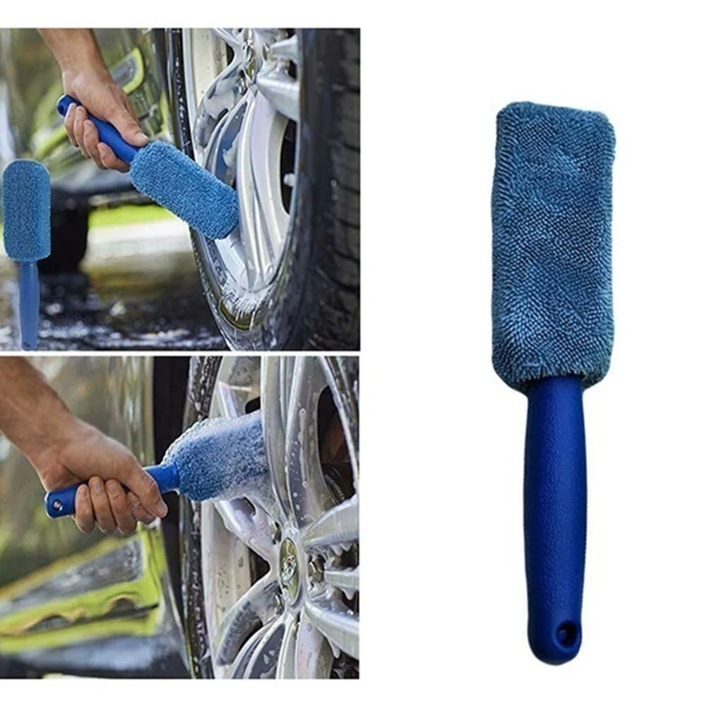 Microfiber long handle tire brush