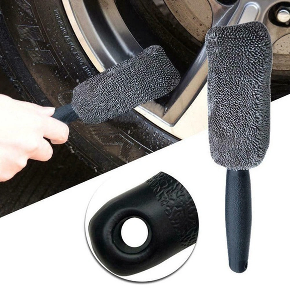 Microfiber long handle tire brush