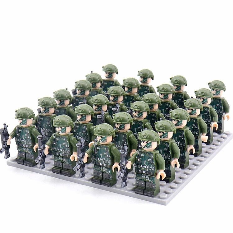 Military BuildingBlock Minifigures Phalanx Suit Camouflage Rifle