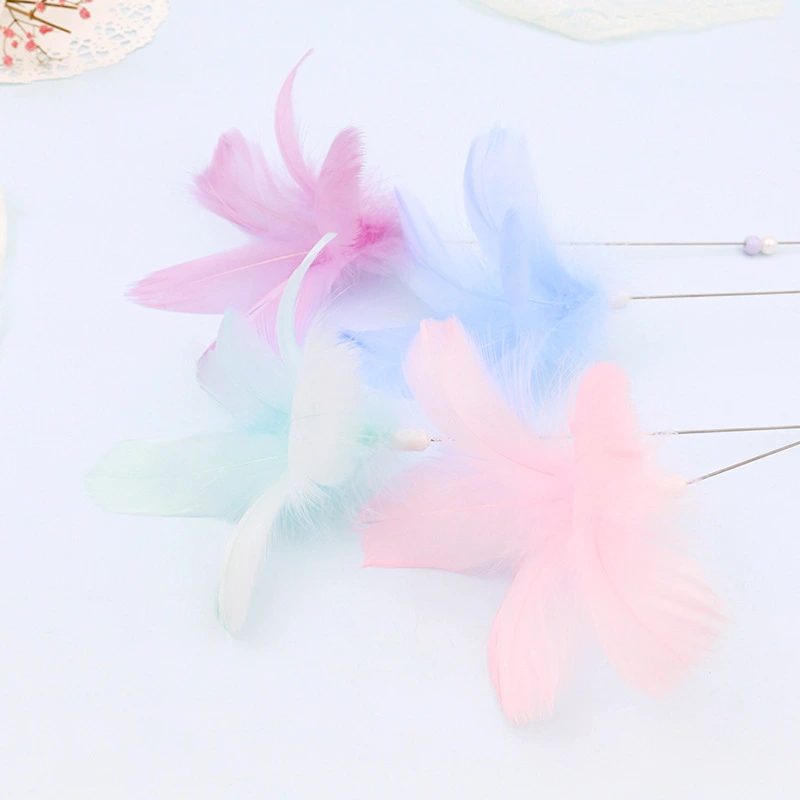 Candy color small feathers funny cat pole