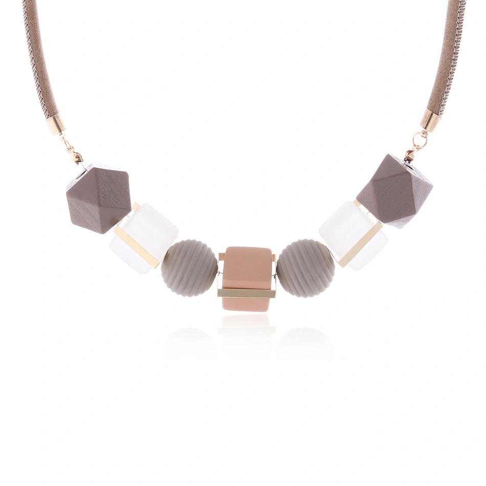 Irregular Bead Geometric Shape Ice Cream Color Necklace