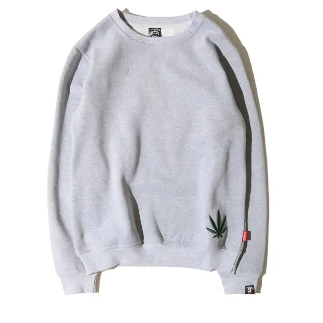 Hemp Leaf Embroidered Hoodie