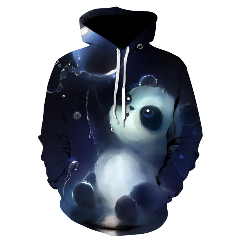 Digital Printed Sweatshirt European and American Big Eye Panda Loose Hooded 3D Hoodie