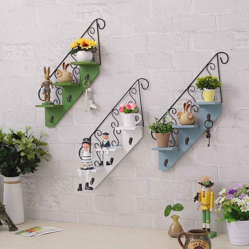 Nordic Wooden Storage Rack Wall-Mounted Flowerpot Storage Rack Storage Box Key Chain Towel Home Decoration Rack
