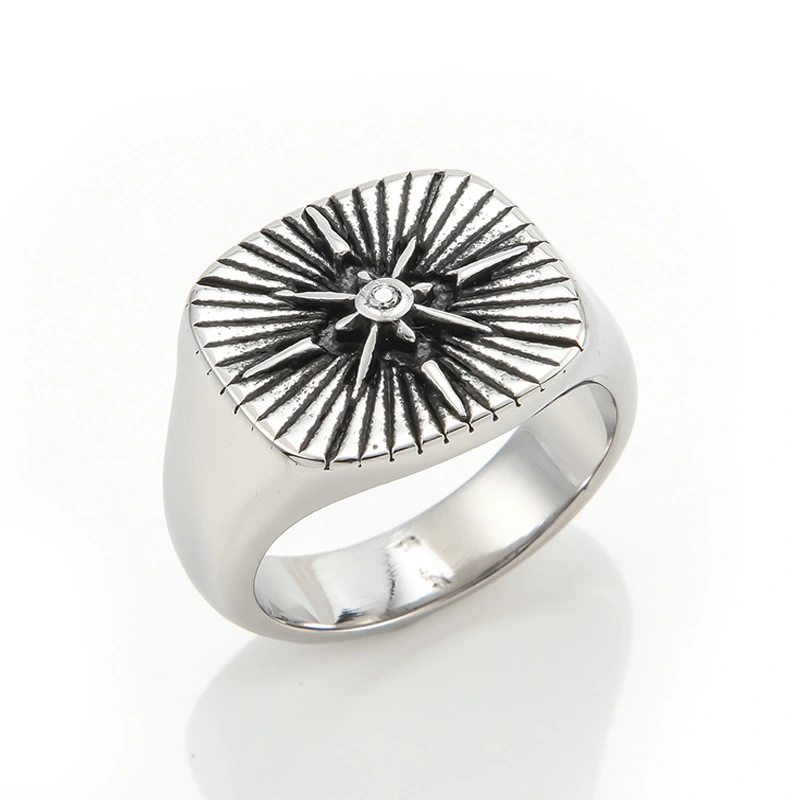 Compass titanium steel ring