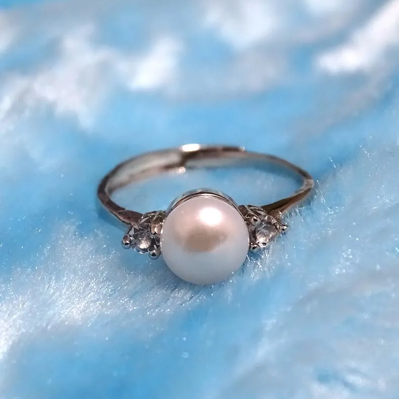 Freshwater pearl ring female fashion rhinestones