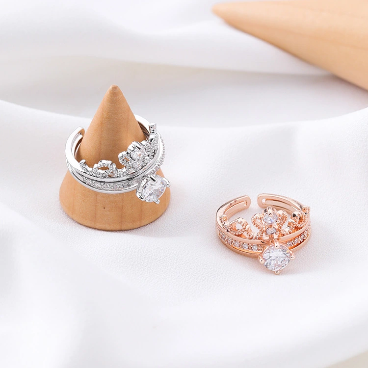 Separable zircon ring hipster personality two-piece micro-set crown ring wild cover ornament