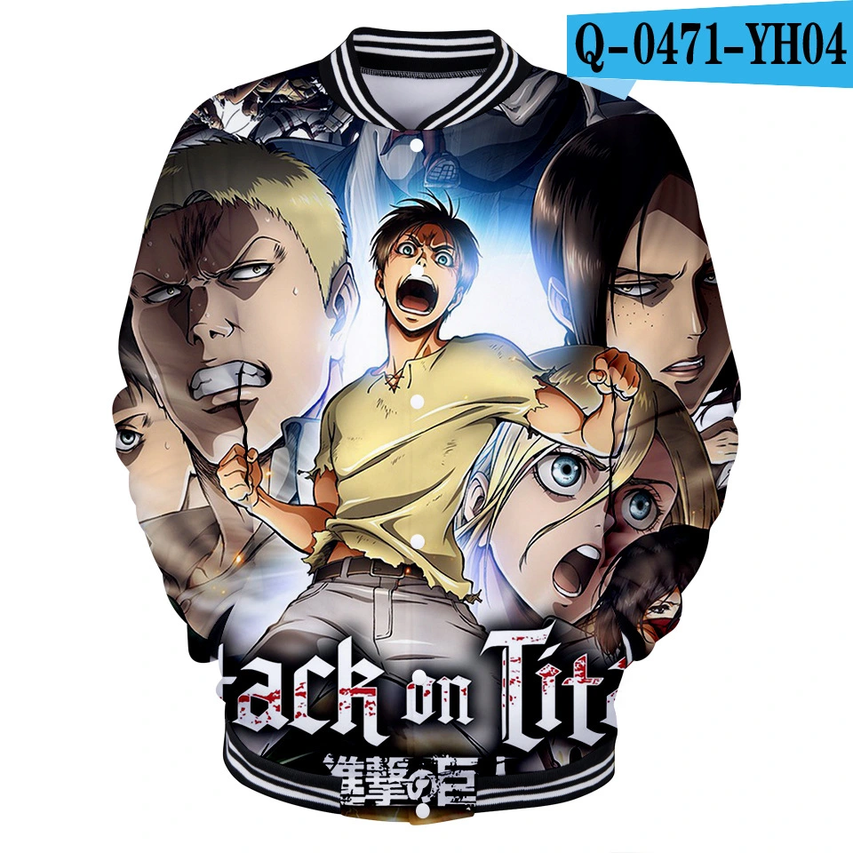 Autumn 3D Color Printing Stand-Up Collar Baseball Uniform