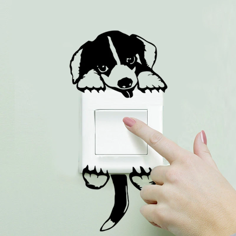 Factory Wholesale Custom Children Cartoon Cute Dog Decorative Wall Stickers PVC Waterproof Toilet Toilet Stickers