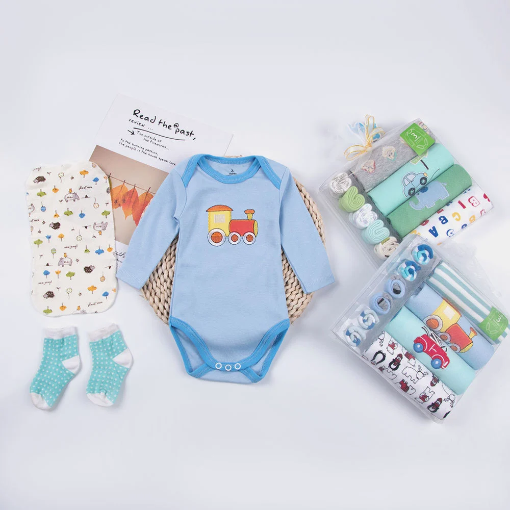 Newborn Long Sleeve Triangle Romper + Towel Socks