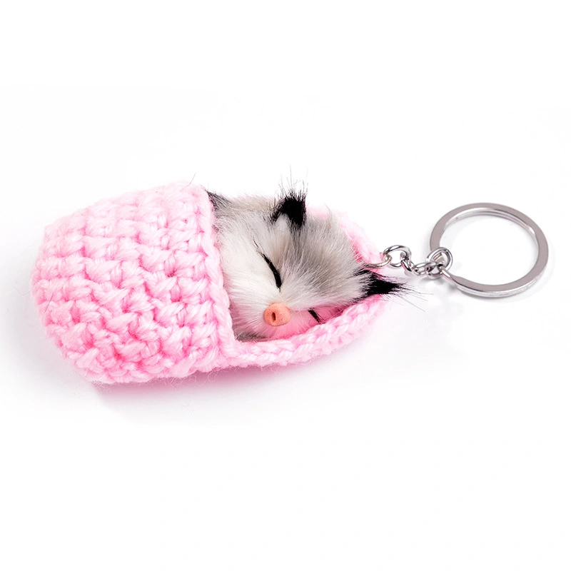 Sleeping cat key ring