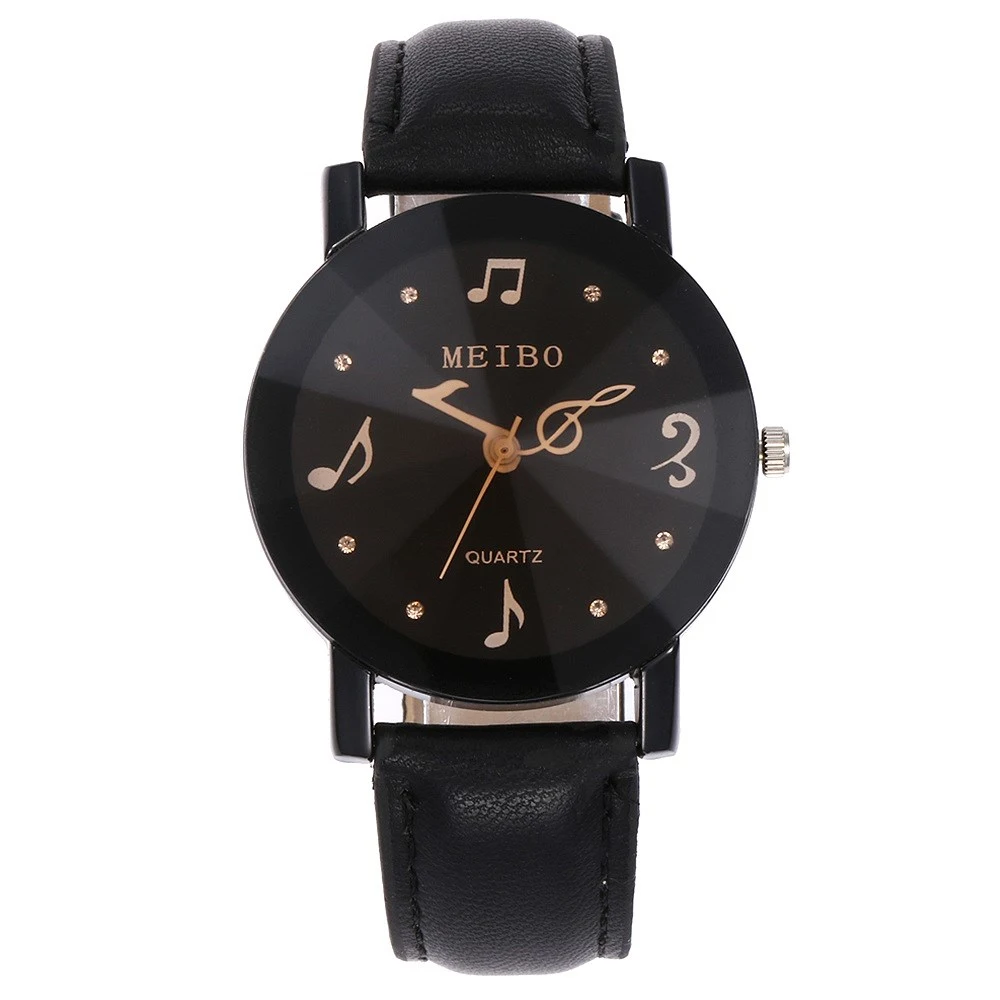 Musical Note Pattern Simple Dial Belt Quartz Watch