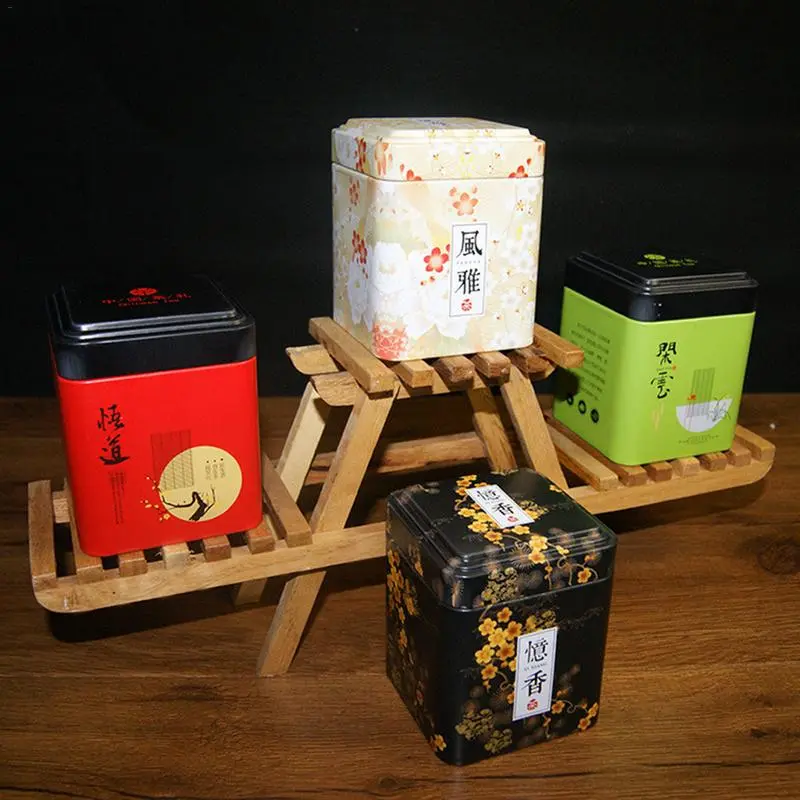 Mini Tin Box Square Tea Caddy