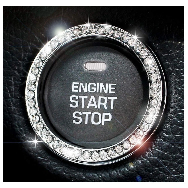 Car Interior Decoration Stickers Car Ignition Start Decoration Ring Diamond