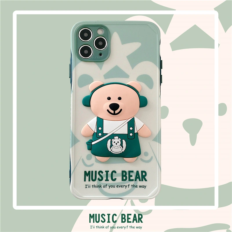 Compatible with Apple , Cute Cartoon Stereo Music Bear Mobile Phone Case