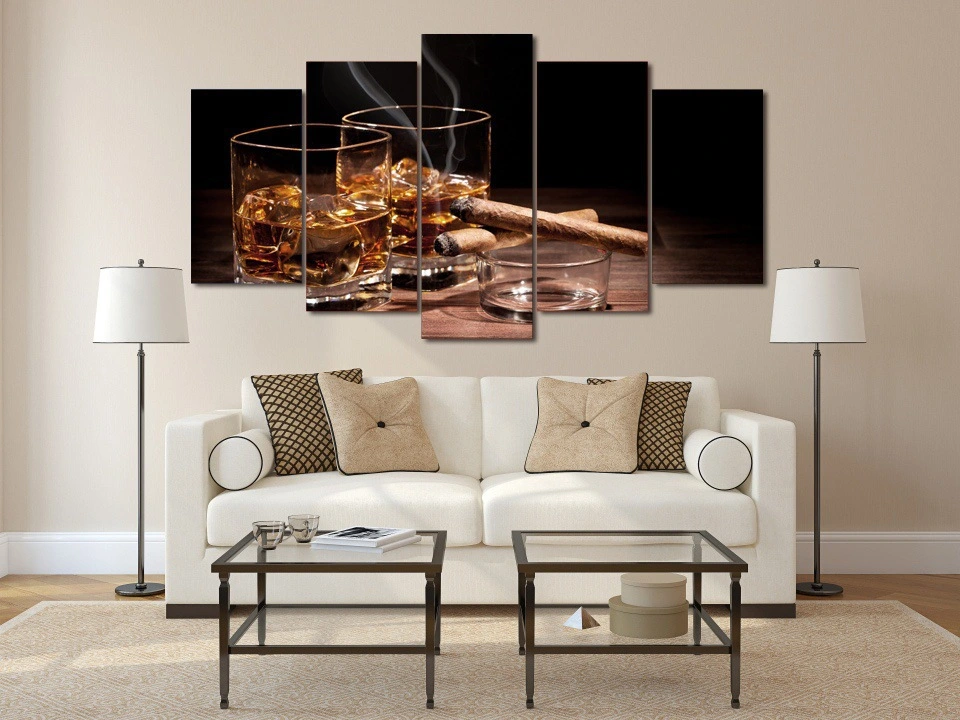 Huagu Modern Inkjet Oil Painting Decorating Quintuple Cigars And Spirits