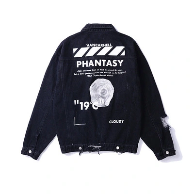 Broken hole printed loose coat