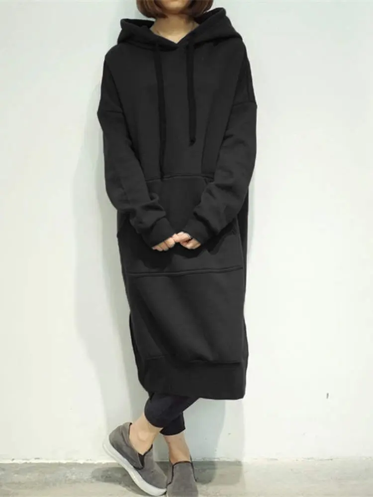 Long sleeved pure color long casual sweater