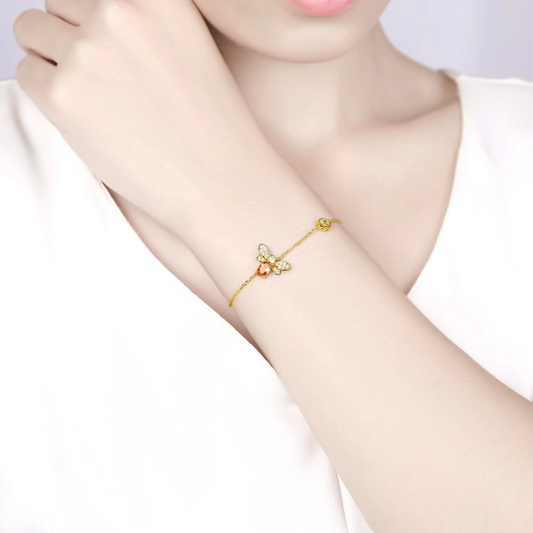 Citrine Bee Silver Bracelet