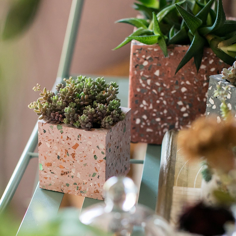 Terrazzo concrete flower pot