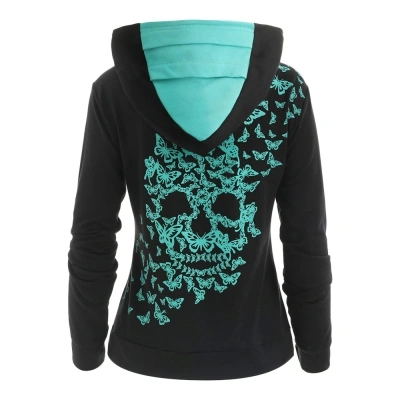 Butterflies Skull Printed Hoodies