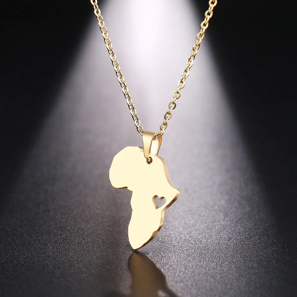 Stainless Steel Africa Map Necklace