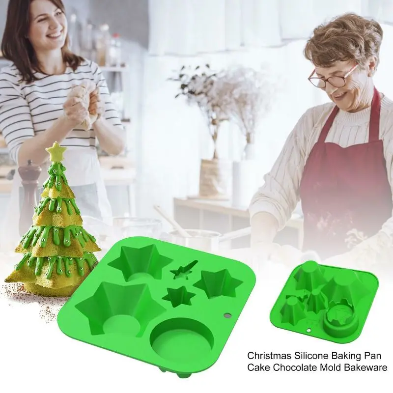 3D Food Grade Silicone Christmas Tree Cake Mold Biscuit DIY