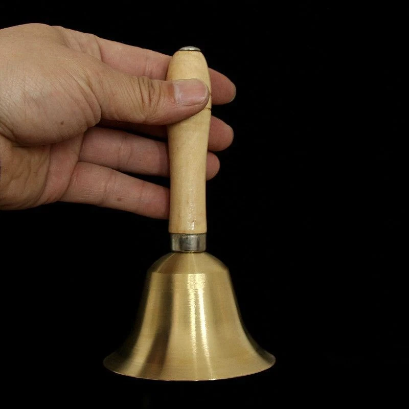 Pure copper bell with wooden handle