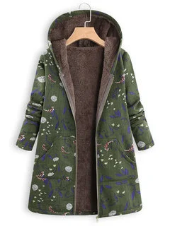 Cotton and linen printed plush jacket
