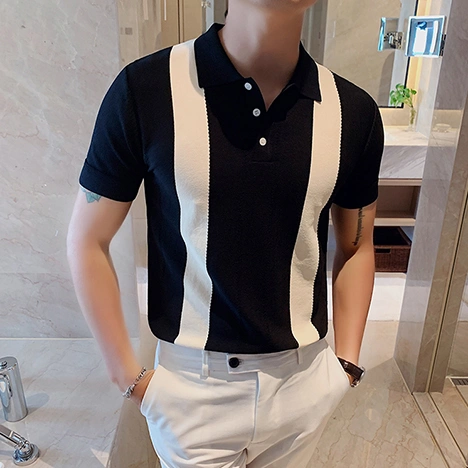 Colorblock knitted polo shirt men