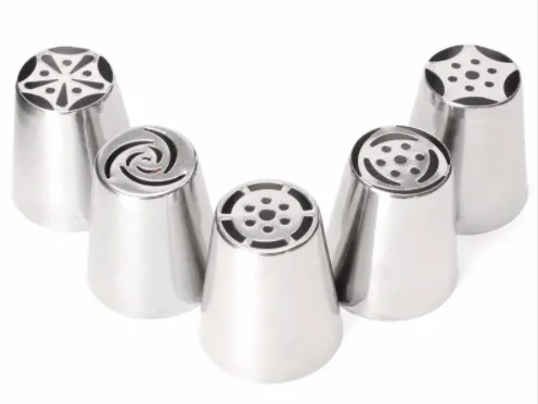 5Pcs Set Icing Piping Russian Style Tulip Flower Cake Cream Chocolate Nozzles Stainless Steel Decorating Tips Baking Tools