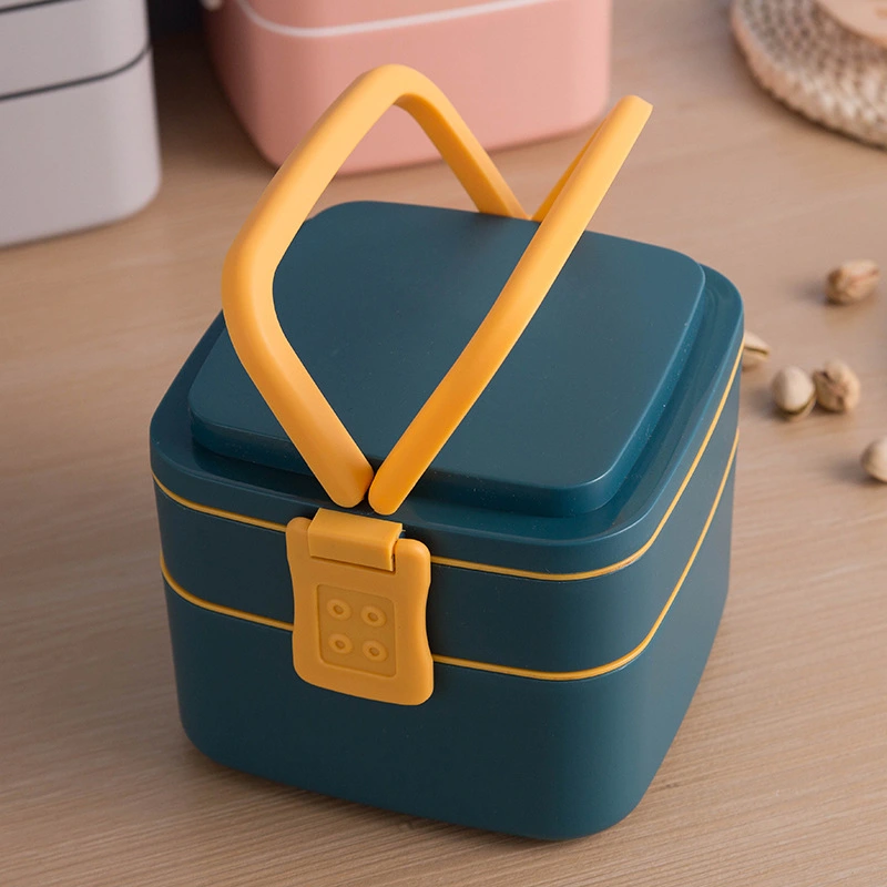 Double-layer portable lunch box with lid bento box