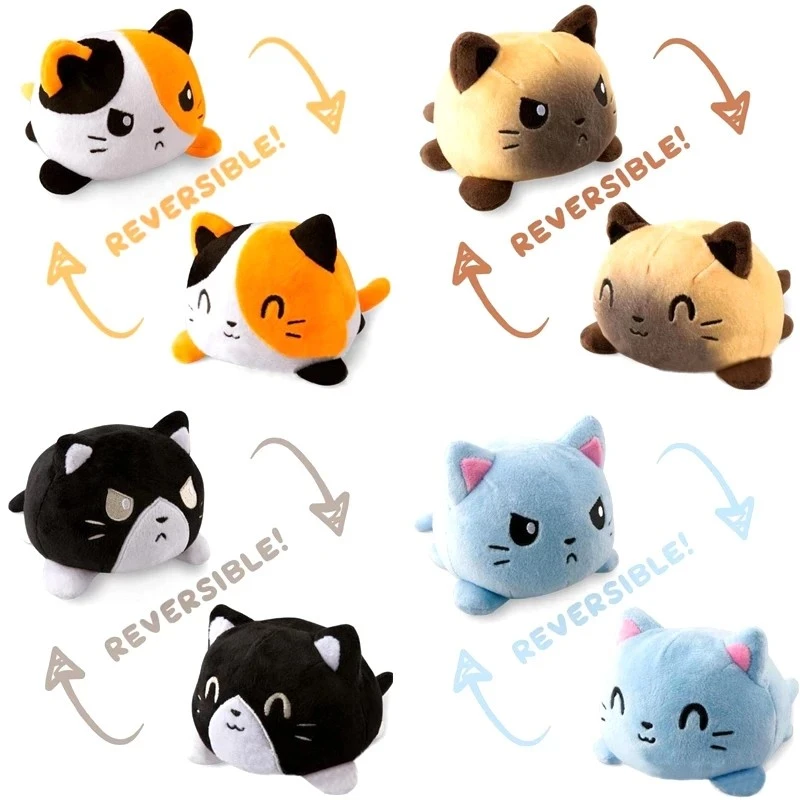 Reversible flip cat plush toy