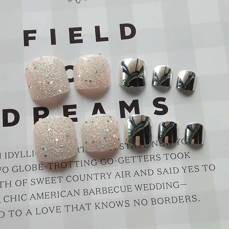 24pcs Silver Fake toenails