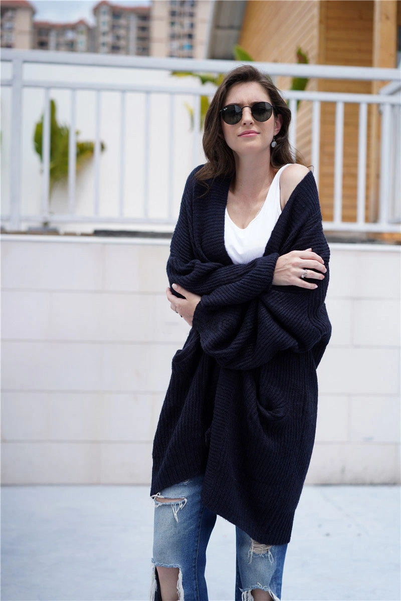 Women's round neck fashion coat sweater
