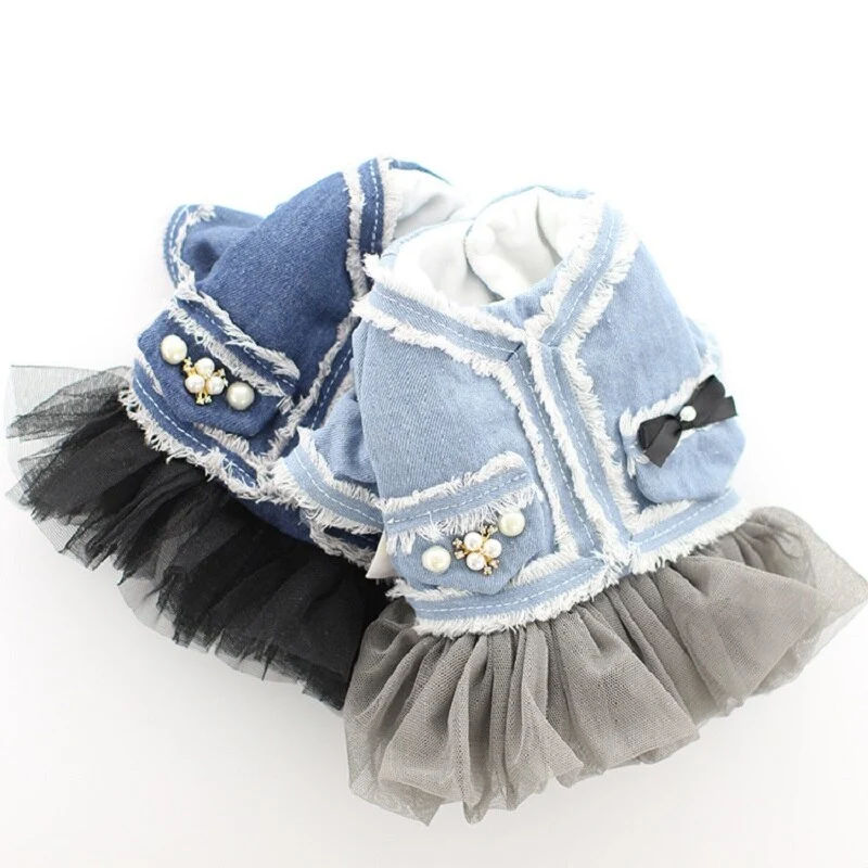 Pet small fragrant denim tutu skirt