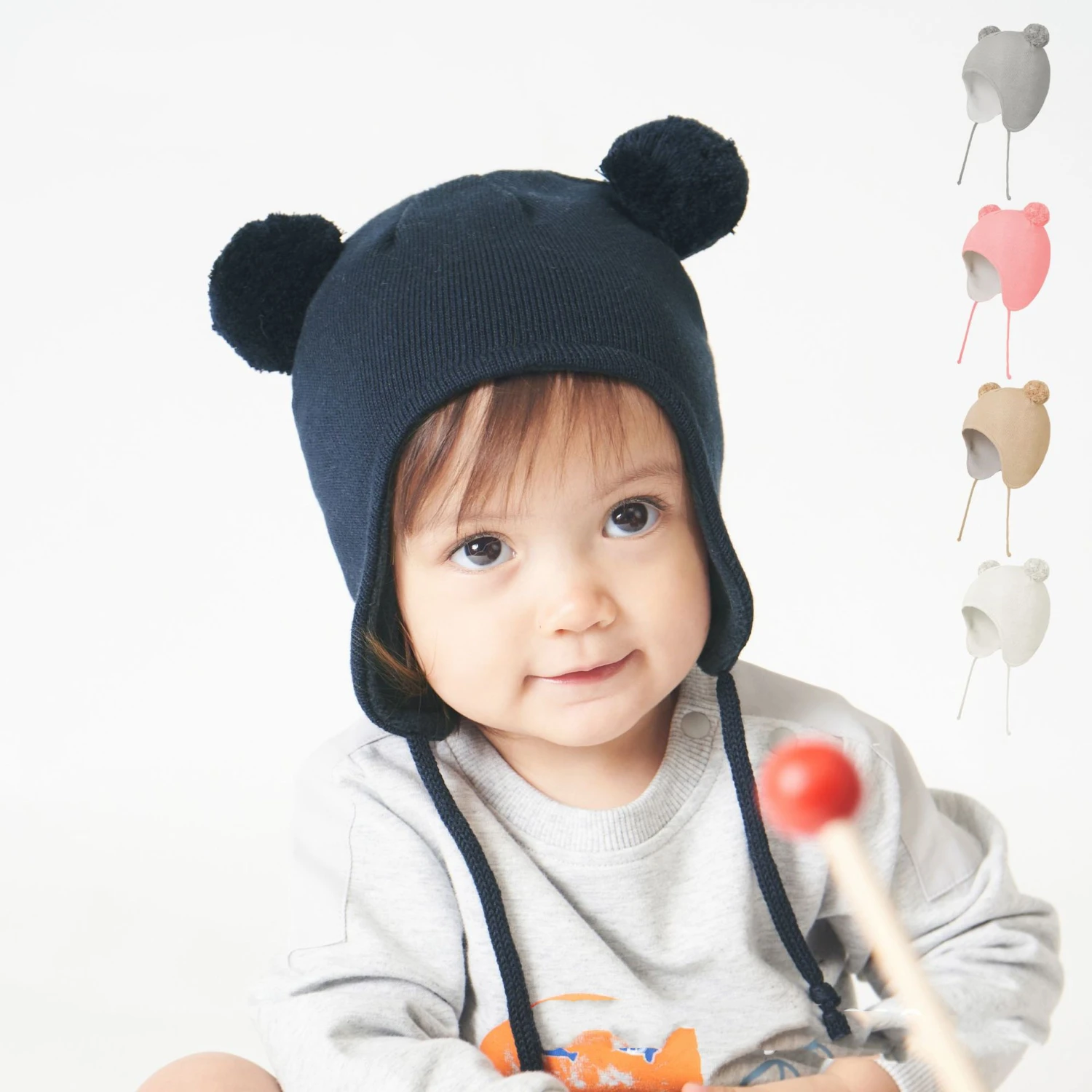 Plush Children's Ear Protection Cotton Wool Ball Knitted Woolen Hat