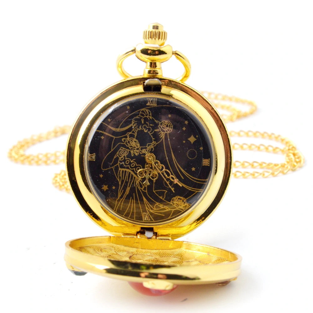 Cartoon female quartz necklace pocket watch beautiful girl with diamond pocket watch