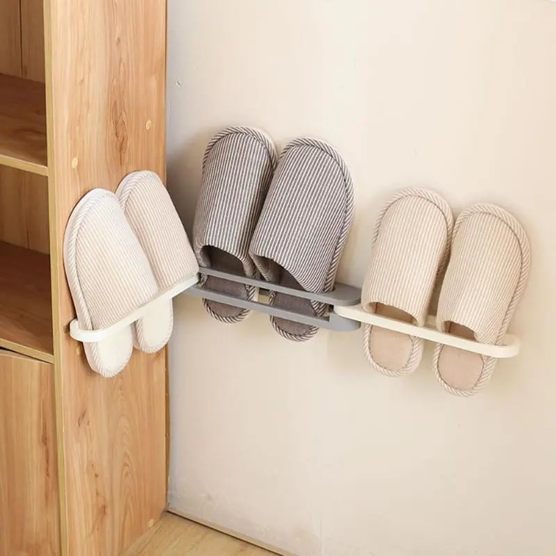 Folding wall hanging slippers rack