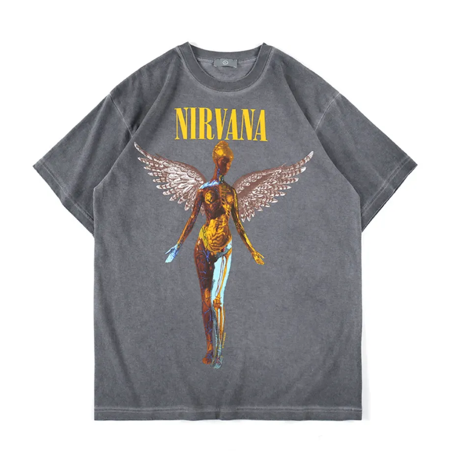 Anatomical angel print men's short sleeve