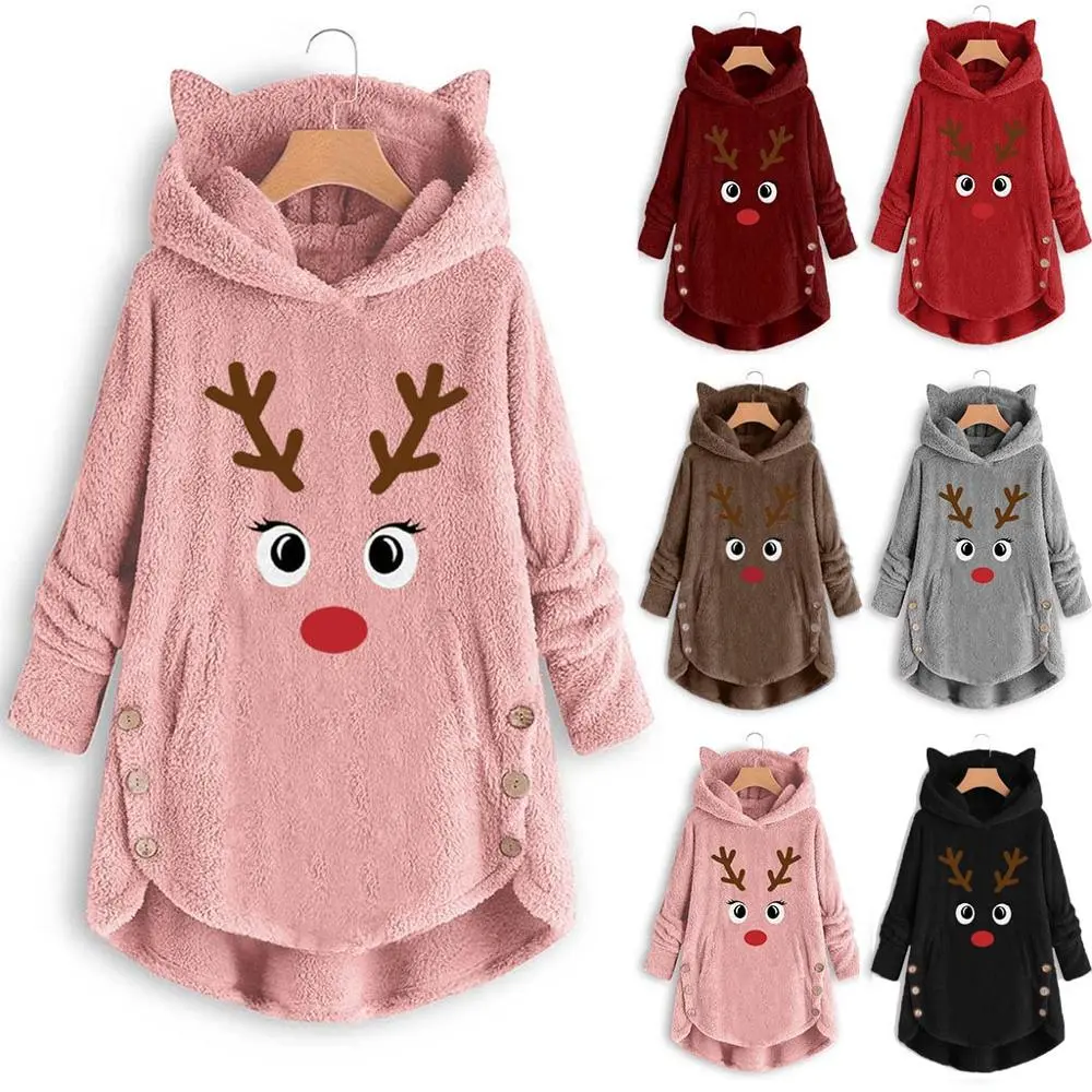 Button plush irregular embroidered coat