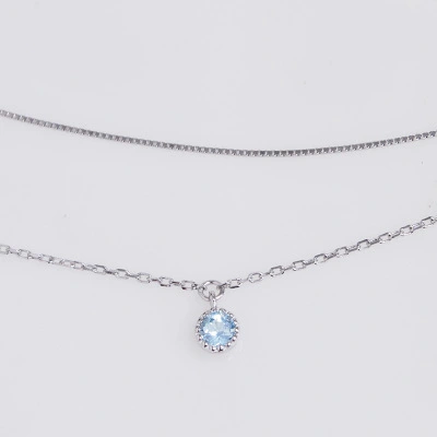 S925 sterling silver sky blue topa bracelet women's double silver jewelry