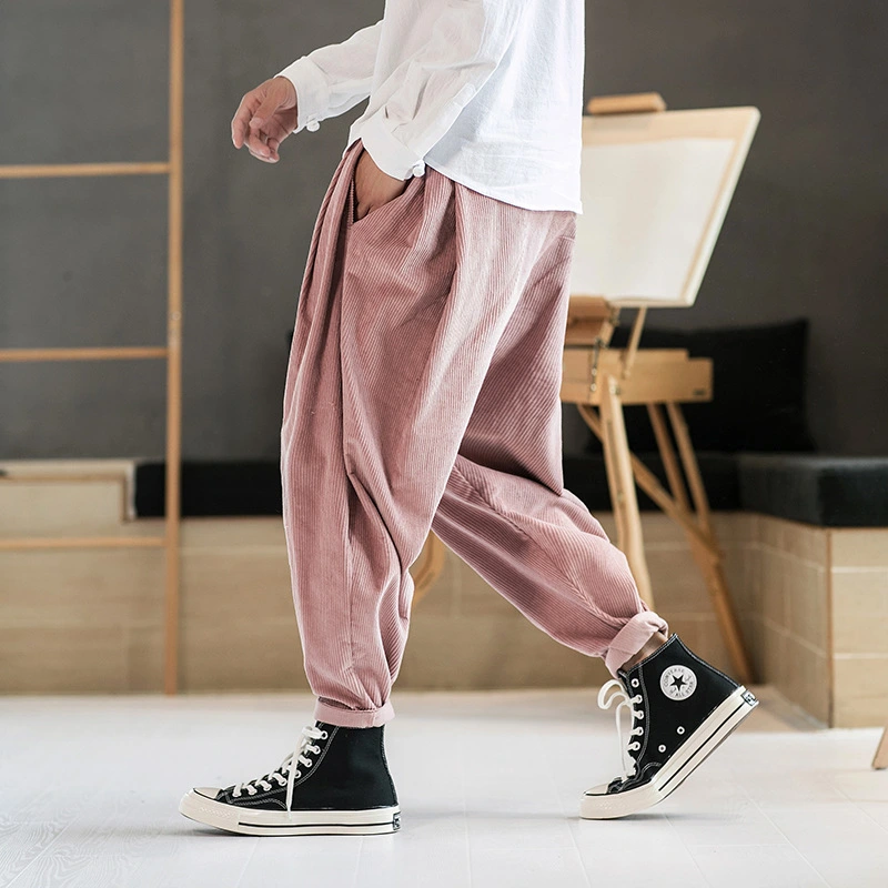 Corduroy pleated pants
