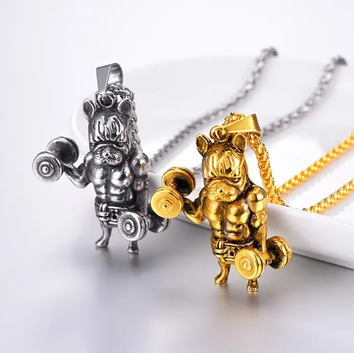 Mens Chain 316L Stainless Steel Puppy Bull Statement Cool French Bulldog Necklace Pendant for Boy