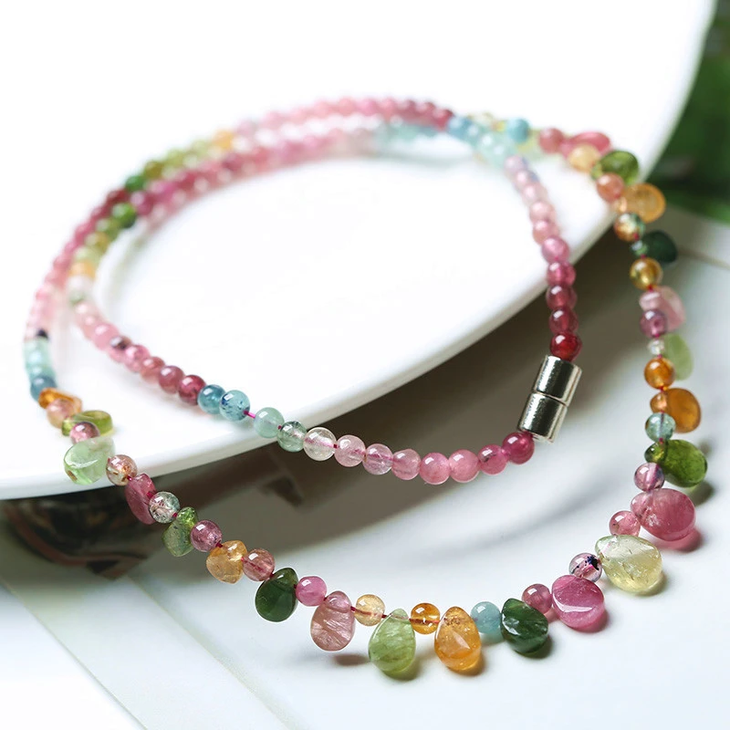 atural Tourmaline Necklace Princess Clavicle Chain