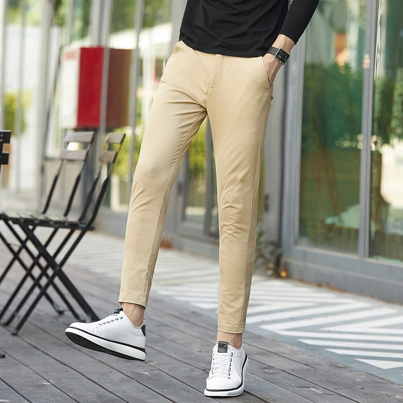 Casual pants men's 9-point pants slim feet teenagers