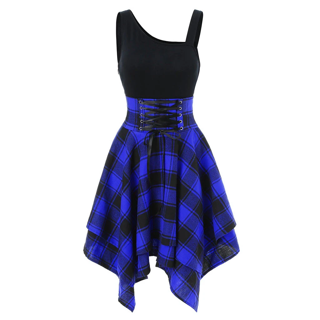 Irregular plaid dress