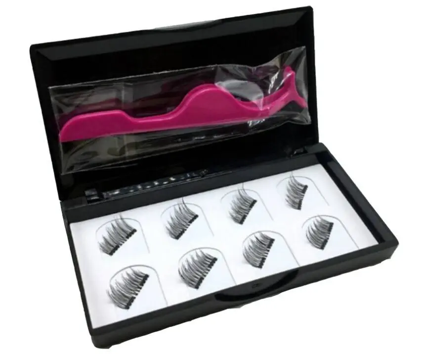 Three-dimensional double magnet false eyelashes four pairs of magnet eyelashes no glue and no trace pure manual magnetic eyelashes manufacturers wholesale