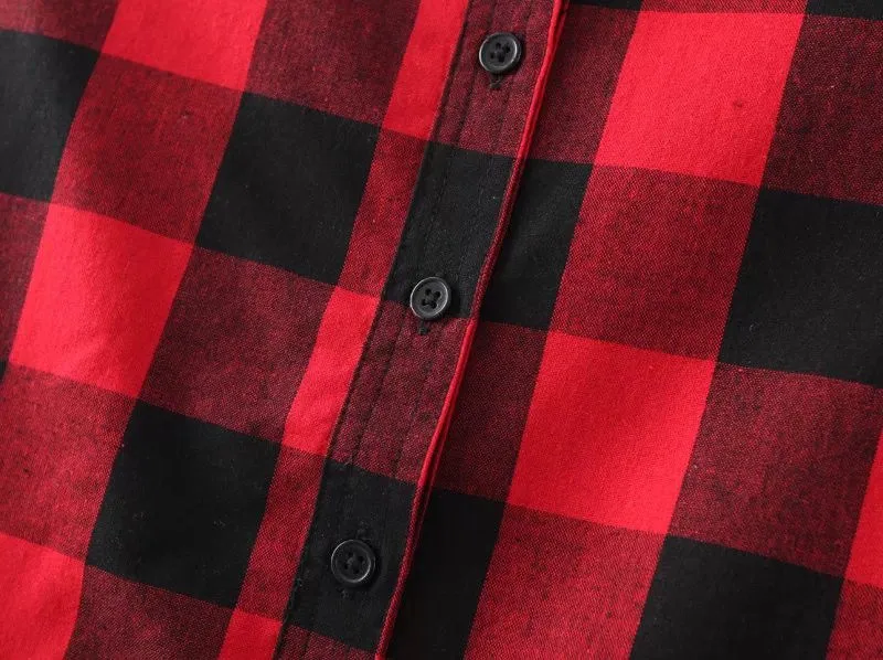 All-match plaid mid-length shirt
