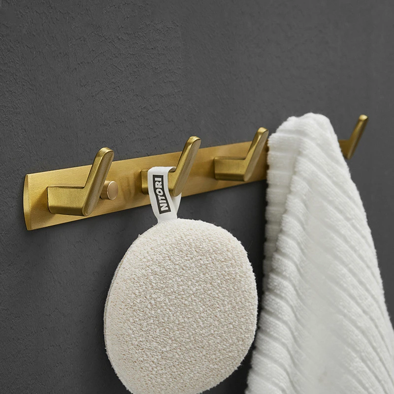 Bathroom Brushed Gold Aluminum Shelf Set